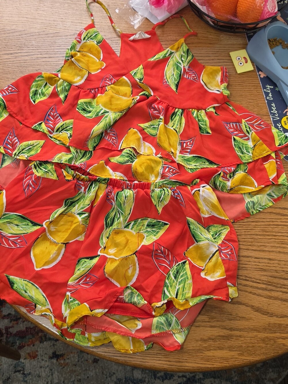 Women’s Red Lemon-Print Athletic Shorts
